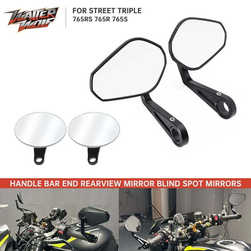 

Motorcycle Rear View Mirrors For Street Triple 765 RS R S 765RS 765R 765S 2017-2025 Blind Spot Mirror Handle Bar End Side Mirror