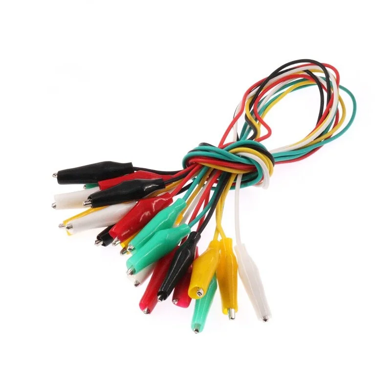 1 set / 10 pieces alligator clips electrician DIY test wires cockroach clips double-headed alligator clips test jumpers 46 cm