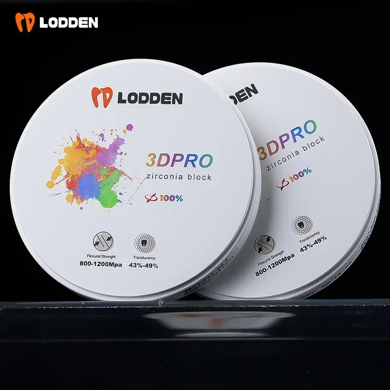 Lodden Zirconia Multilayer Block 98mm * 10-25mm A1 A2 A3 Open System 3D PRO Wielowarstwowy dysk tlenku cyrkonu do materiałów dentystycznych CAD CAM