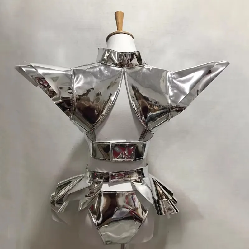 Ropa de escenario de moda Sexy Gogo Jazz club nocturno Bar traje de actuación traje de Rave láser plateado para fiesta de carnaval espectáculo ropa de escenario