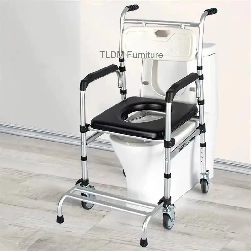Dual-use Disabled Special Shower Wheelchair Anti-Rust Sturdy Bathroom Chair Bathroom Artifact Elderly Bathing and Toilet Chair Z
