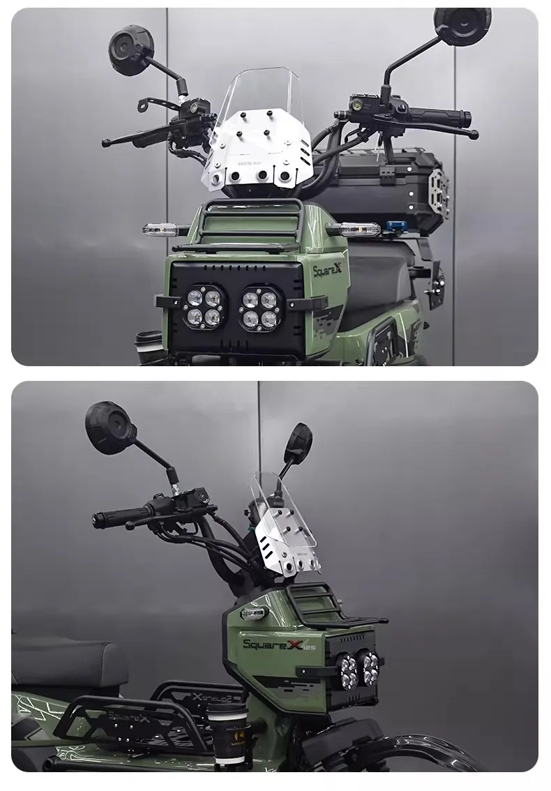 For SquareX125 Modified Aluminum Alloy Transparent Small Windshield Front Windshield Decoration Accessories
