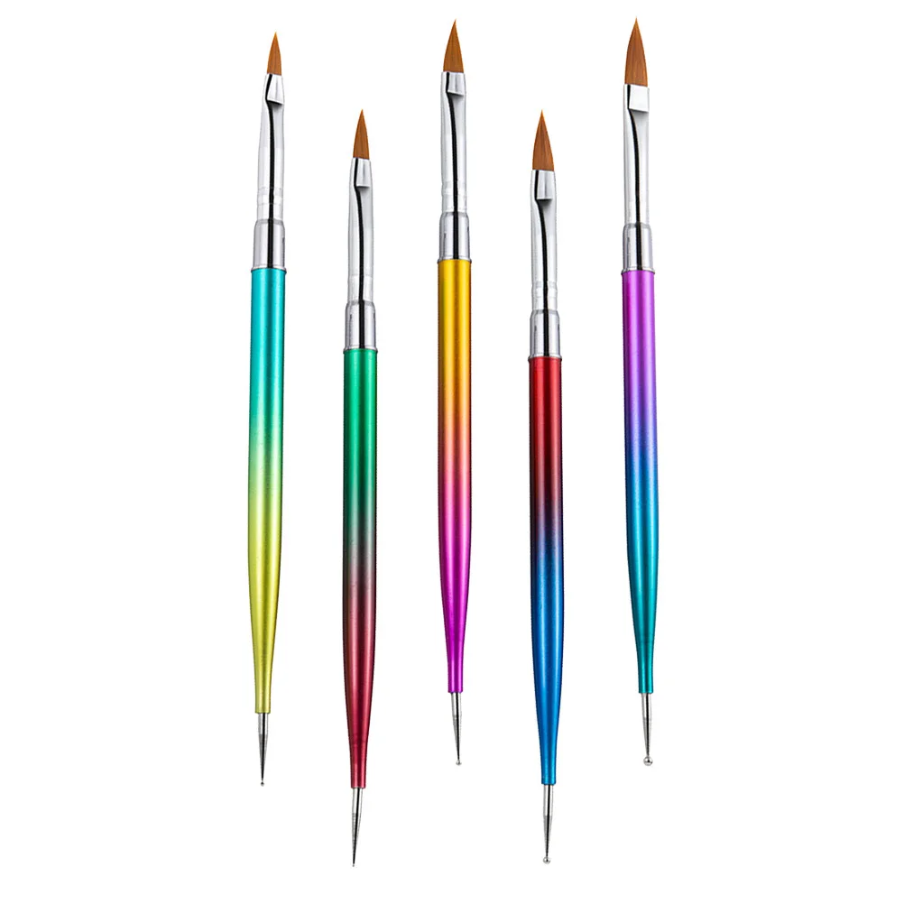 5-delige Nail Art Pen Set Premium Metaal DIY Manicure Tool Kit Uv Gel Pen Vakmanschap Professioneel Thuisgebruik Nail Art Tools