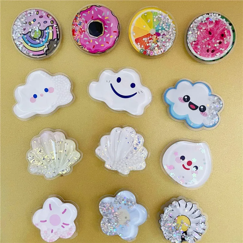 

Fruits Cloud Flower Quicksand Mobile Phone Expanding Mount Socket Fold Smartphones Pocket Desktop Bracket Phone Stand Holder