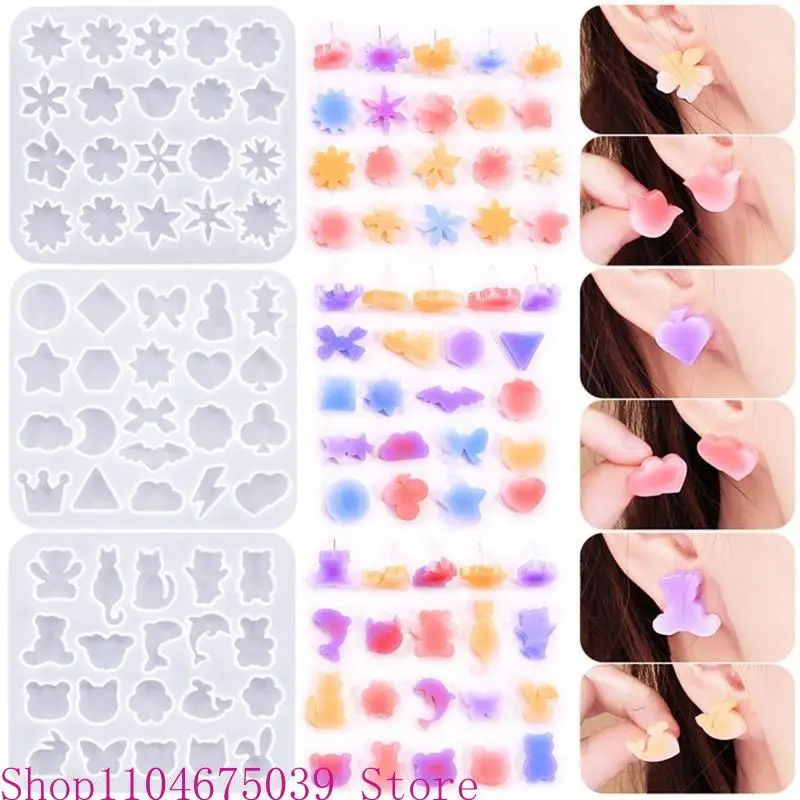 Unique Crystal Earrings Silicone Mold Flexible Mold for Personalized Crystal Earrings Handy Ear Pendant Jewelry Moulds