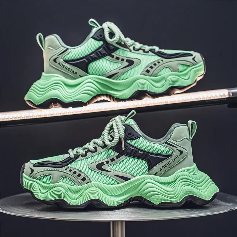 Chunky sneakers four seasons breathable lightweight racing running soft sole comfort non slip fashion student speed sports shoes