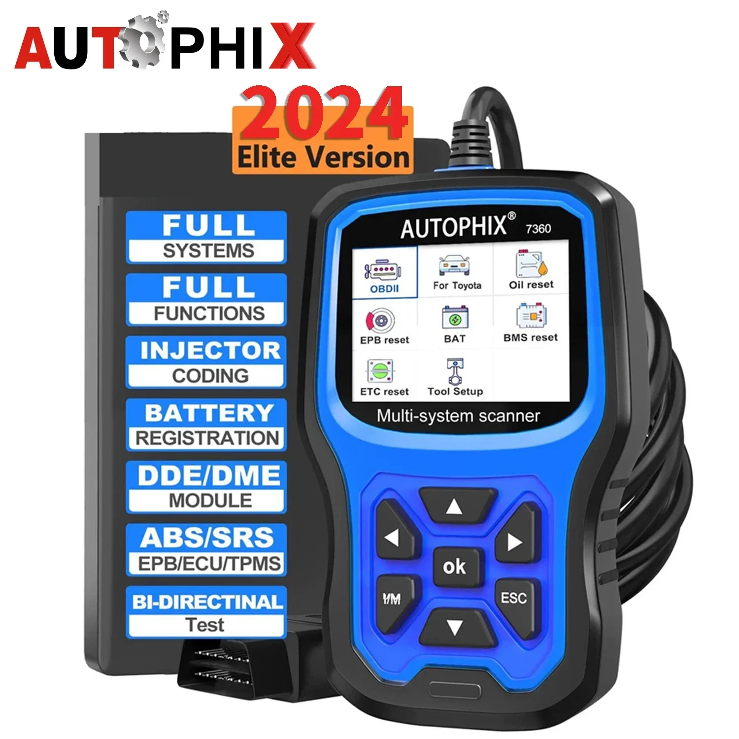 AUTOPHIX 7360 OBD2 Scanner For Toyota All System Automotive Code Reader ABS EPB SRS OIL BAT Reset Car Diagnostic Scan Tool