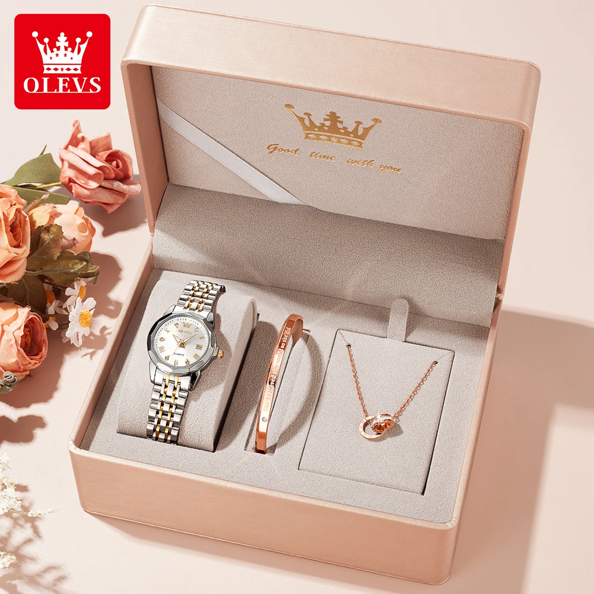 

OLEVS Watch 9931X Ladies Perfume Watch Original Elegant Quartz Watch Waterproof Luminous Stainless Steel Date Set Watch Bracelet
