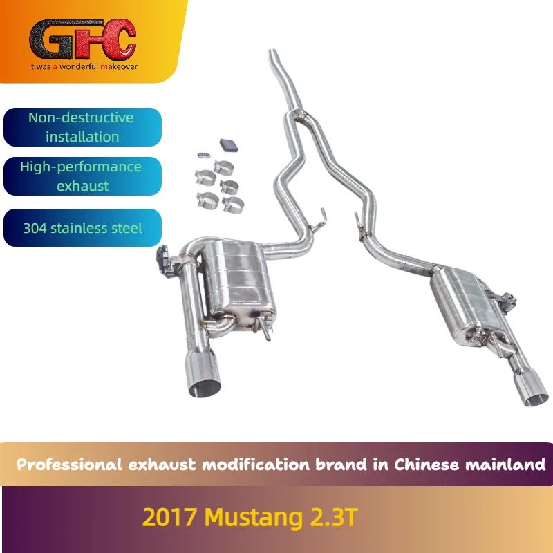 

GFC brand for 2017 Mustang 2.3T catback high-performance SS304 variable valve exhaust system with mufflers and tips