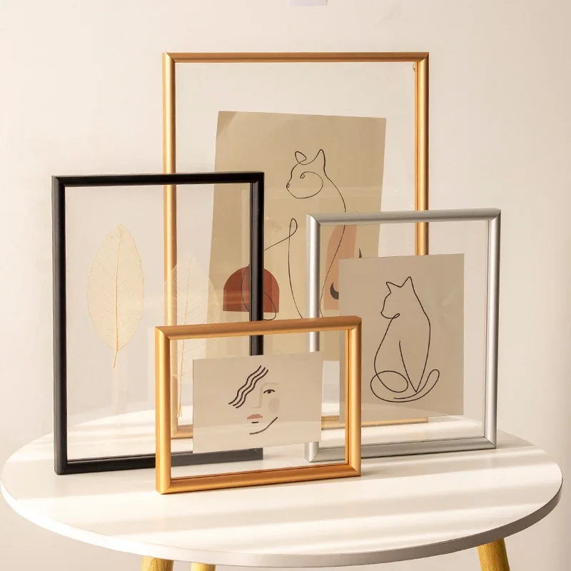 Metal Picture Frame for Art Picture Poster Display,Aluminum Alloy Picture Frame with High Plexiglass,Table/Wall Mounting