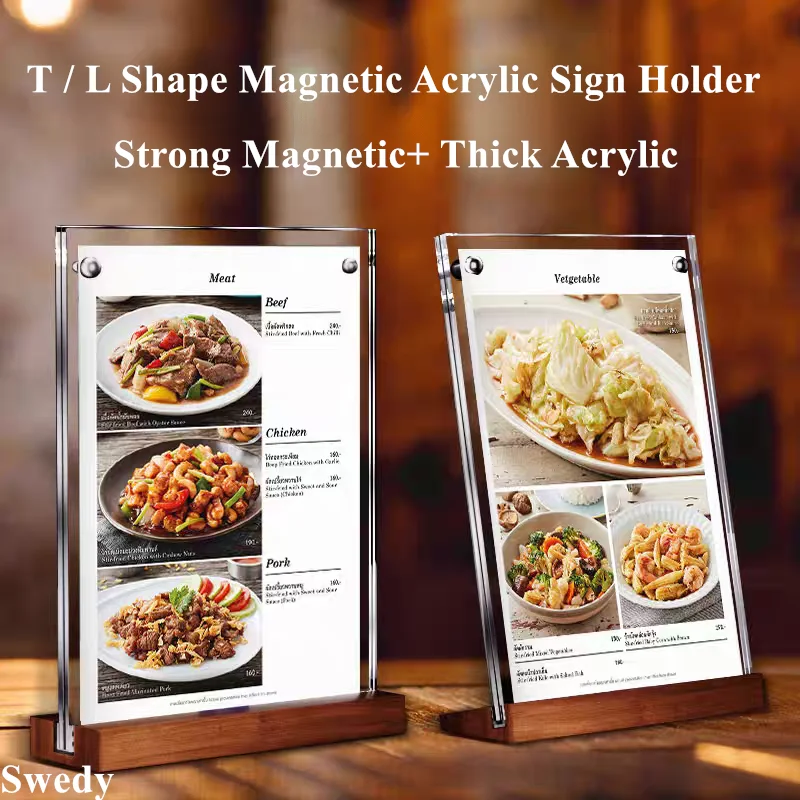 A6 100x150mm Magnetic Acrylic Sign Holder Display Stand Document Photo Picture Poster Frame Menu Paper Price Label Holder Stand