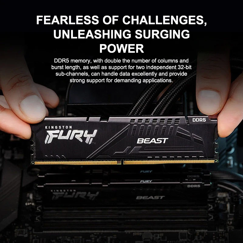 Kingston FURY Beast DDR5 RAM 6000MHz 16GB/32GB CL30/CL36 Unterstützt Intel XMP 3.0 & AMD EXPO Desktop-Speicher Ansicht 2