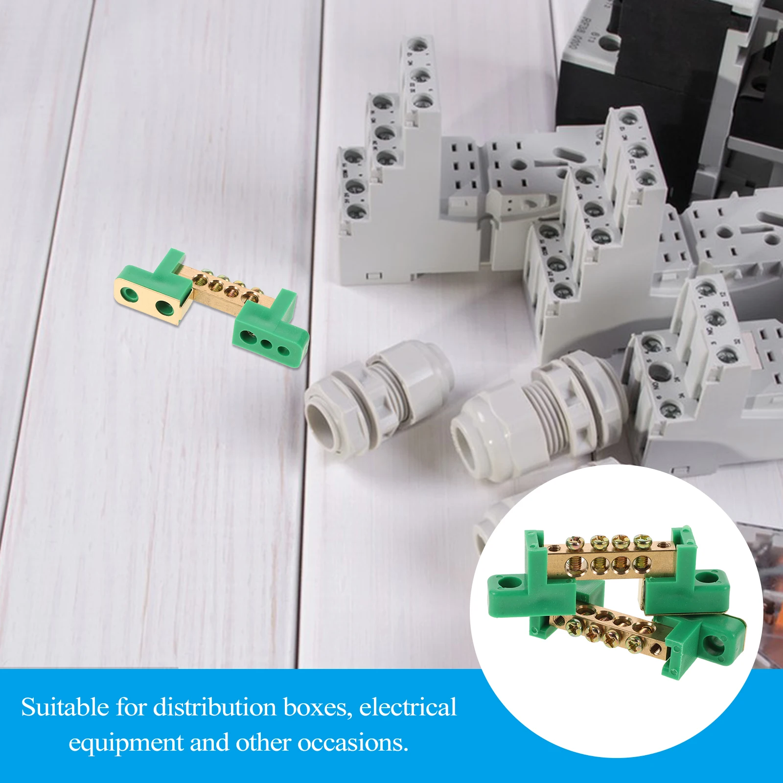 

2pcs Copper Bar Kit 4 Terminal Positions Heavy Duty Grounding Bus Bar For Electrical Distribution Panel Conductive