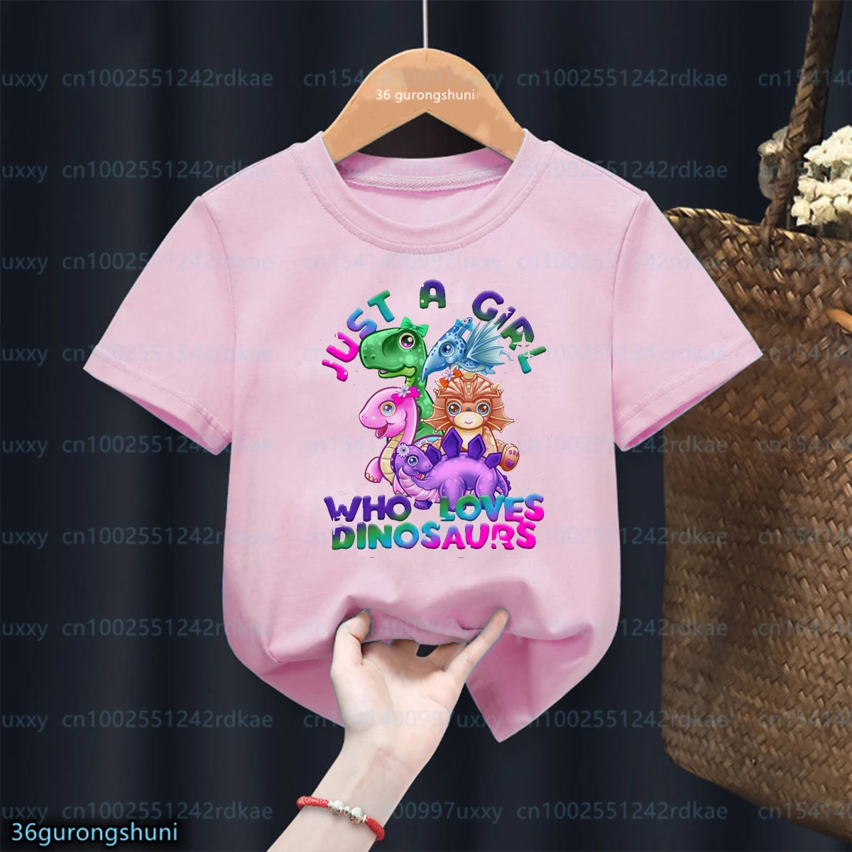 Just A Girl Who Loves Dinosaurs, regalos de dinosaurios para niñas, camiseta Linda para niños, camiseta de moda de verano para niñas, camiseta blanca y rosa