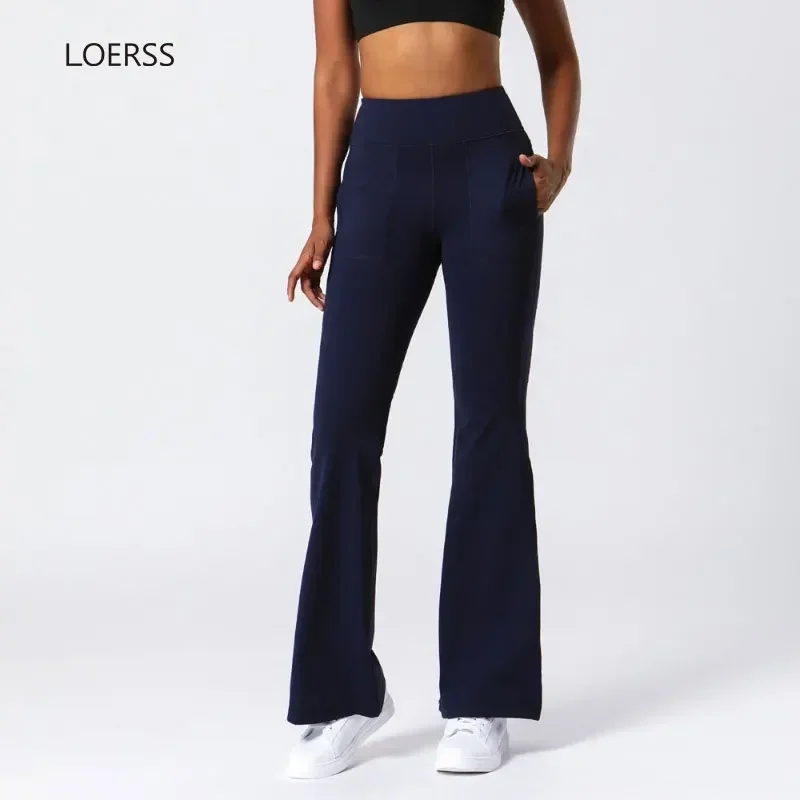 LOERSS Yoga Flared Pants High Waist Wide Leg Pants Sports Running Fitness Trousers Stretch Buttock Lifting Women\'s Casual Pants