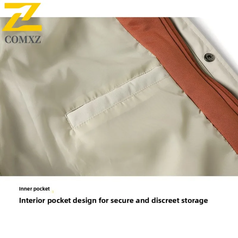 COMXZ Men Cotton Coat Premium Fake Two Piece Japanese Style Hooded Parka Outdoor Cycling Lightweight Winter Thickened Garment