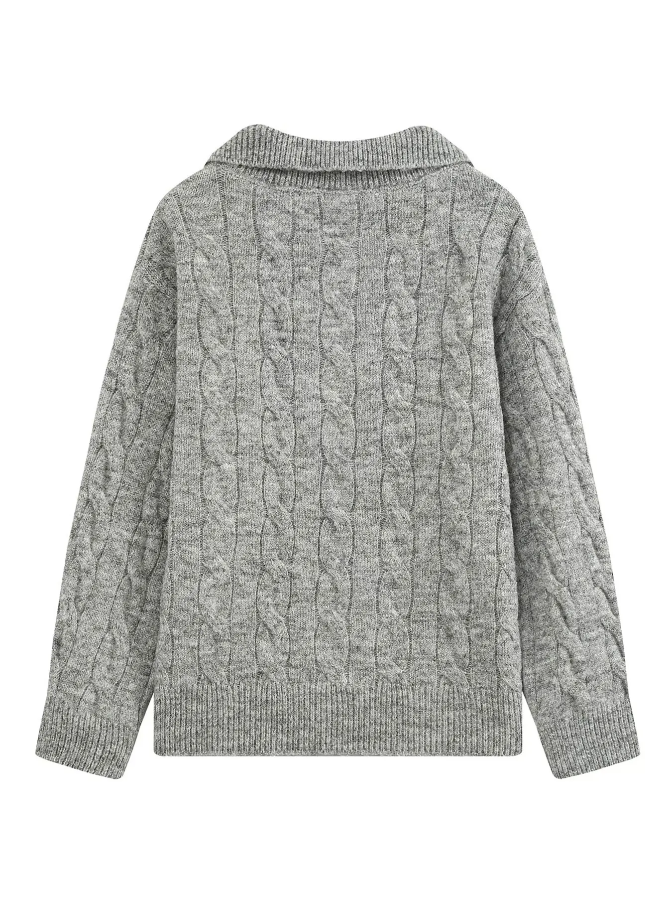 HH Ladies Classic Long Sleeves Ribbed Hem Elegant Autumn Vacation Top Casual Party Fake 2 Piece Pullover Solid Lapel Sweater