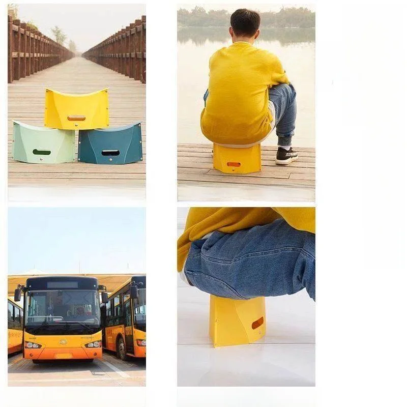 Portable Outdoor Travel Plastic Folding Chair Paper Thin Maza Home Use Low Stool Train Board Simple Style Waterproof Camping ... view 3