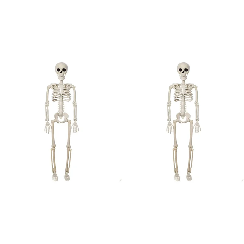 

【FLASH DEAL】2X Halloween Skeleton Decoration, Posable Full Body Skeleton With Movable Joints, Spooky Prop For Yard, Garden
