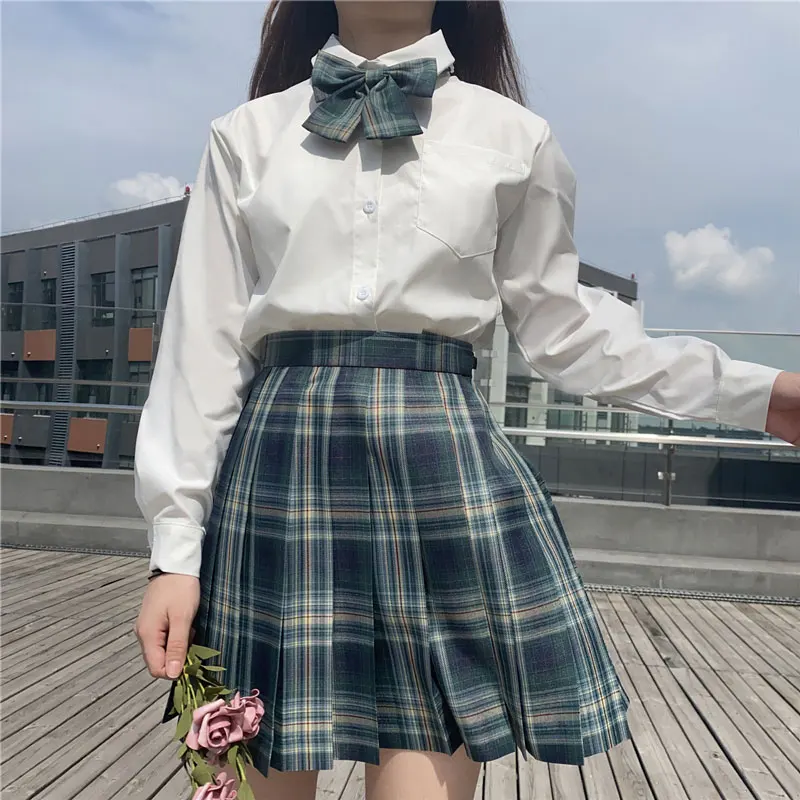 Conjunto de uniforme escolar japonês para meninas, manga comprida, Jk Seifuku, saia plissada, cintura alta, cosplay anime, roupas de alunas, novo