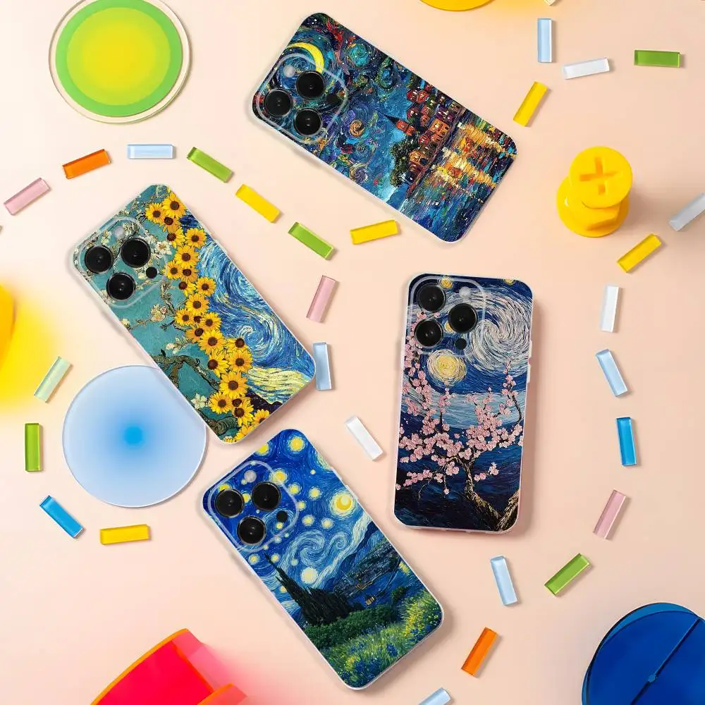 

van Gogh The Starry Night Phone Case For iPhone 17,16,15,14,13,12,11 Pro,Max,Plus,X,XS,XR,SE4,E Mini Transparent Soft Cover