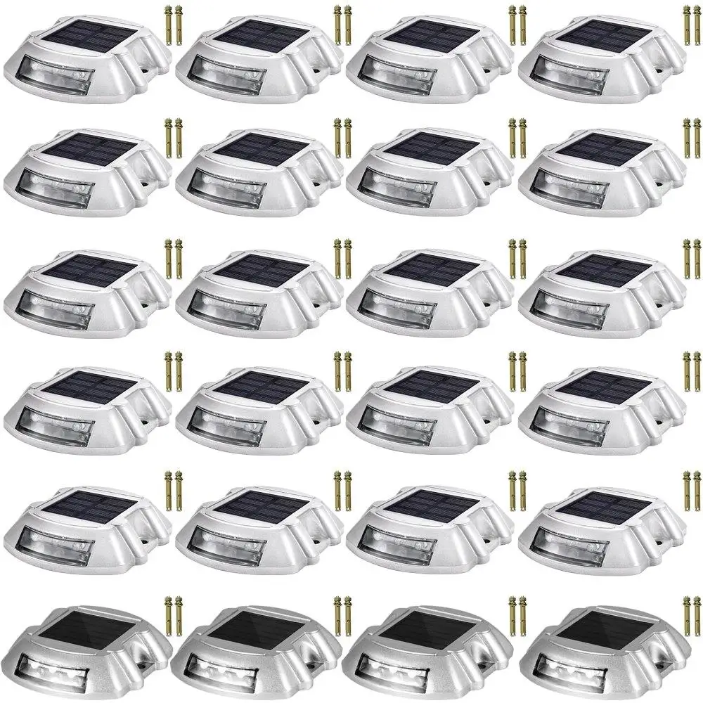 

Solar Driveway Lights 24 Pack Bright White LED Waterproof Outdoor Dock Lights Wireless Pathway Garden Walkway Steps Lighting