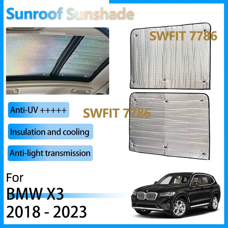 

2x Car Sun Visor For BMW X3 G01 F97 G08 2018 - 2023 M iX3 Accessorie Sunroof Sunshade Window Protection Roof Heat Shield Sticker