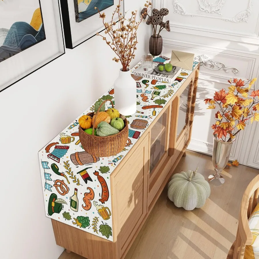 مفرش طاولة من الكتان لمهرجان أكتوبر بطول 72 بوصة لمهرجان أكتوبر الألماني وديكورات حفلات البيرة