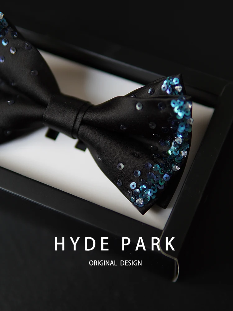 High quality pearl studded dress accessories with double layered bow tie black collar bow