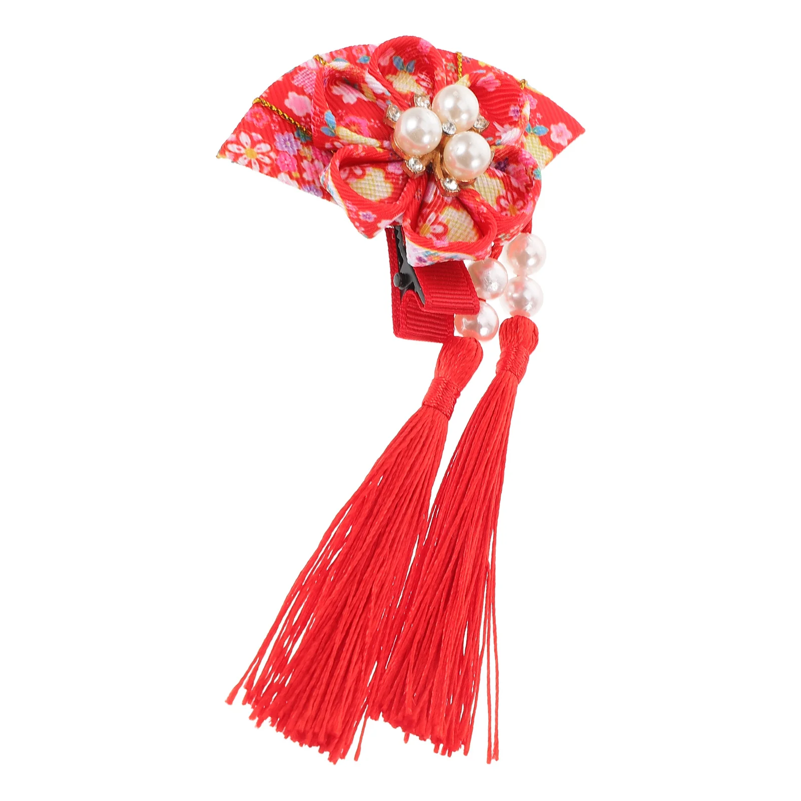 

Japanese Style Fan Hair Clip Tassel Hairpin Metal Fabric Hair Ornament for Women Girls Kimono Hanfu Japanese Kimono Hairpin