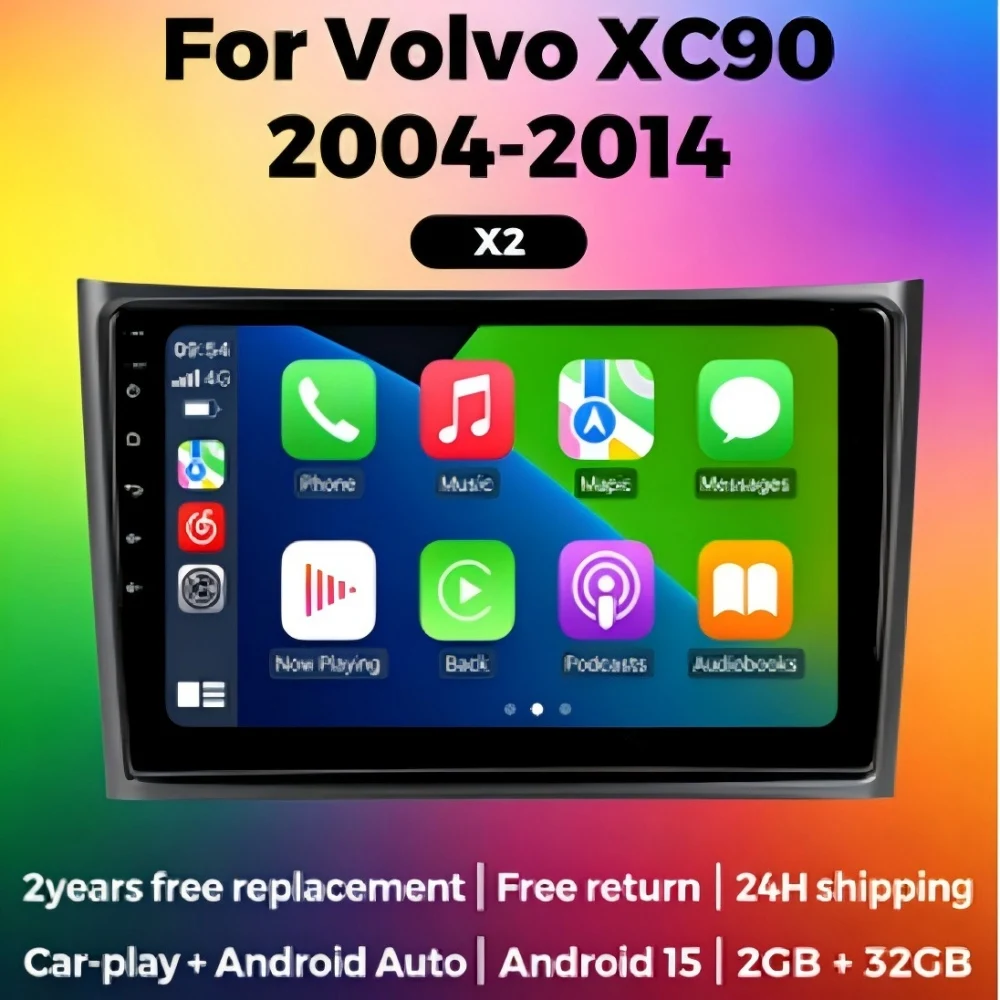 MEKEDE Android 15 Autoradio Head Unit 2 Din Car Radio Stereo Navigation Carplay For Volvo XC90 2004-2014 Car Multimedia Player