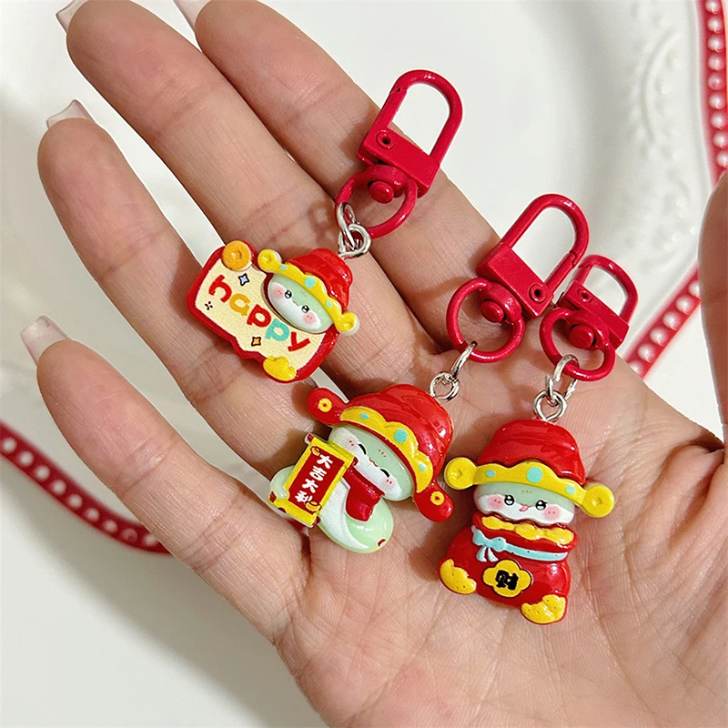 Creative 2025 New Year Chinese Zodiac Snake Year Keychain Pendant Cute Cartoon Backpack Car Ornament Key Ring