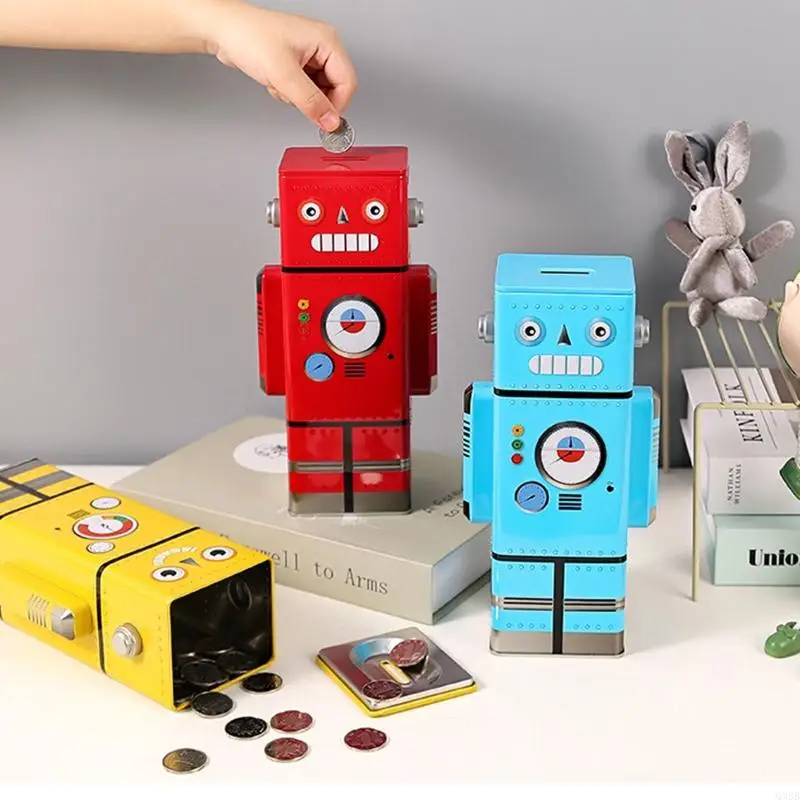 Q39B Robot Coin Box Cartoon Money Jar Saving Cash for Kids Adults Boys Girls Christmas Birthday New Year's Day Gift