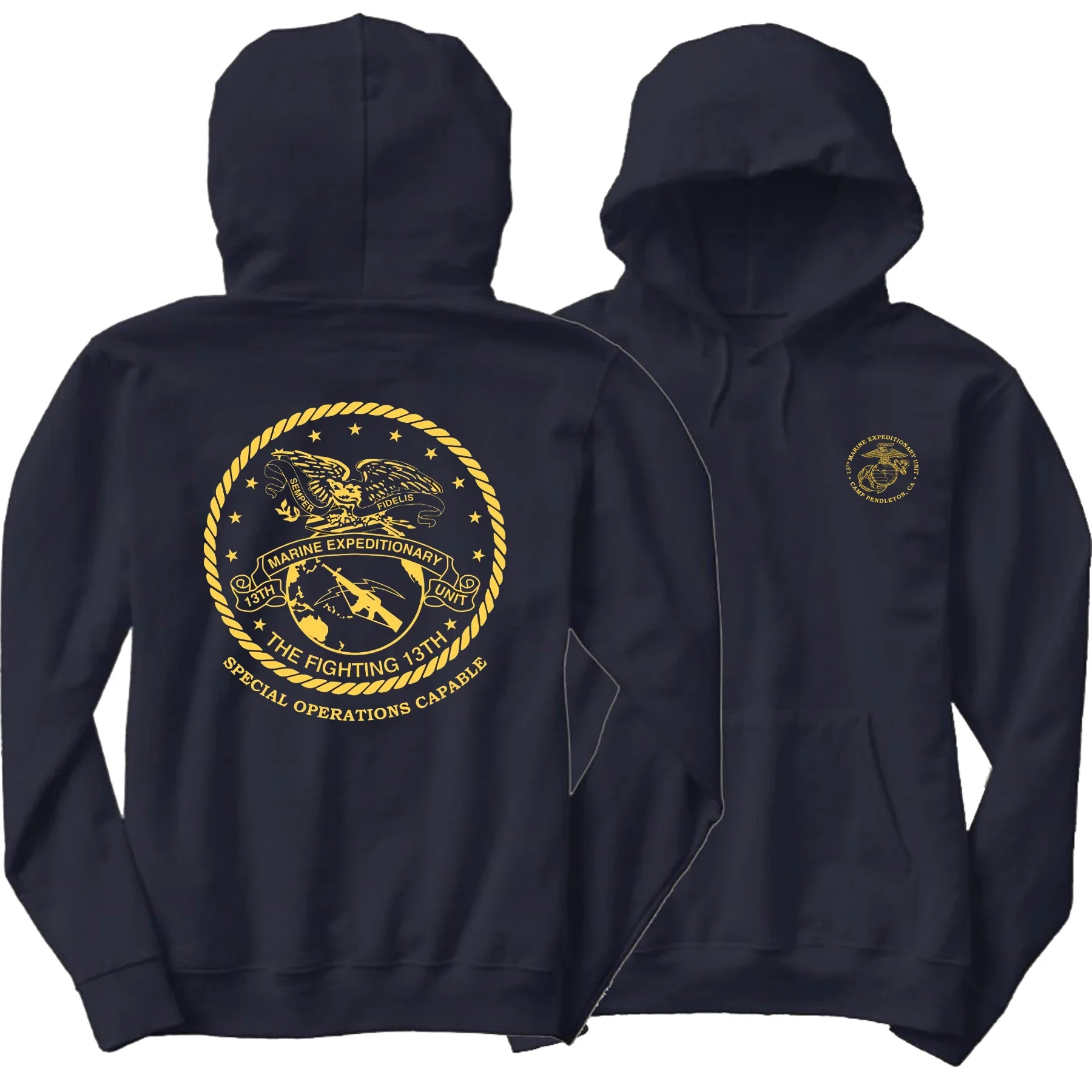 US Marine Corps 13th Marine Expeditionary Unit Pullover Hoodie New 100% Cotton Comfortable Casual Mens Sweatshirts