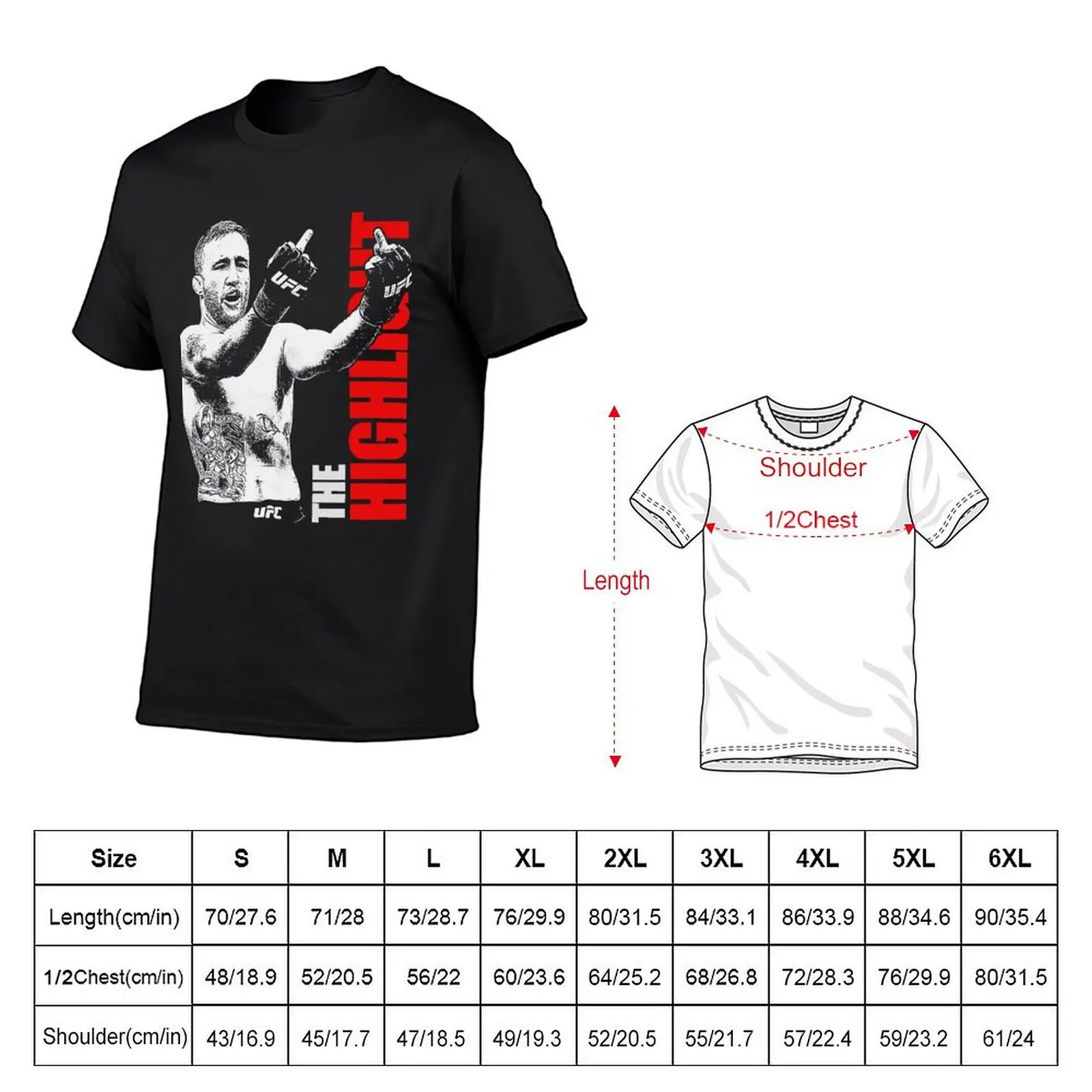 T-shirt gráfica Justin Gaethje The Highlight dos homens Anime, roupas kawaii, roupas