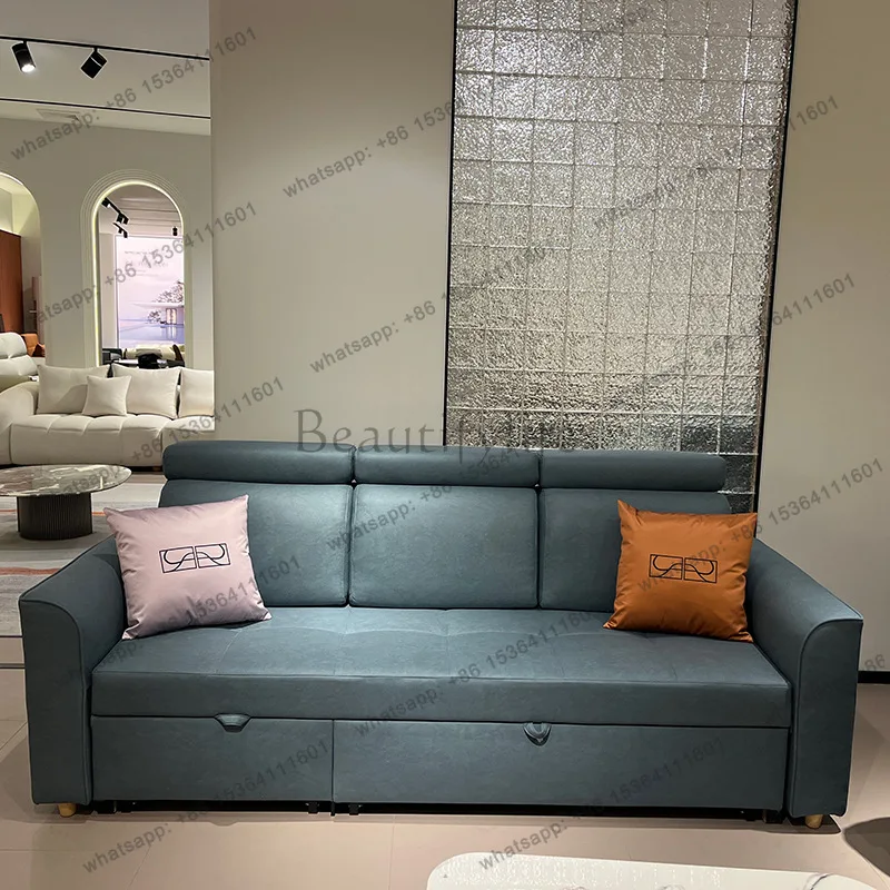 Folding sofa bed double leave-in technology cloth small apartment living room