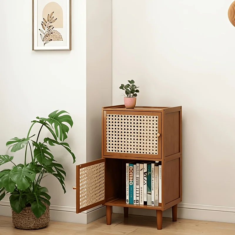 

Modern-style Sliding-door Nightstand – Features Spacious Open Shelving and Enclosed Storage, Ideal for Living Rooms, Bedrooms,