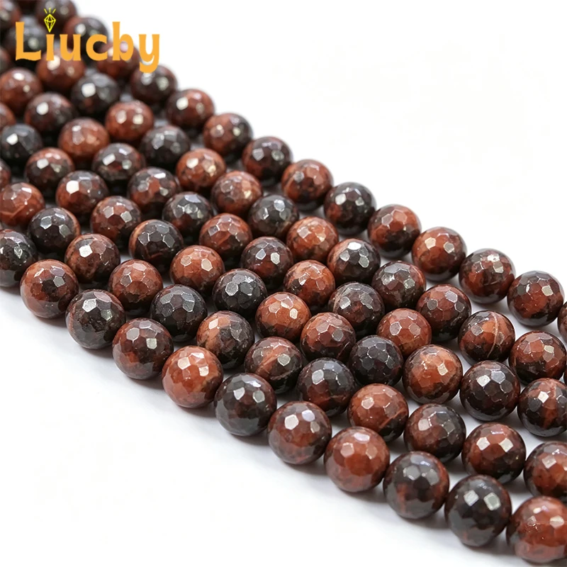 Naturstein, facettierte rote Tigeraugenperlen, handgefertigt für die Schmuckherstellung, DIY-Armband, Halskette, Kopfschmuck, 15 Zoll, Großhandel, 4/6/8/10/12 mm – Detail 4