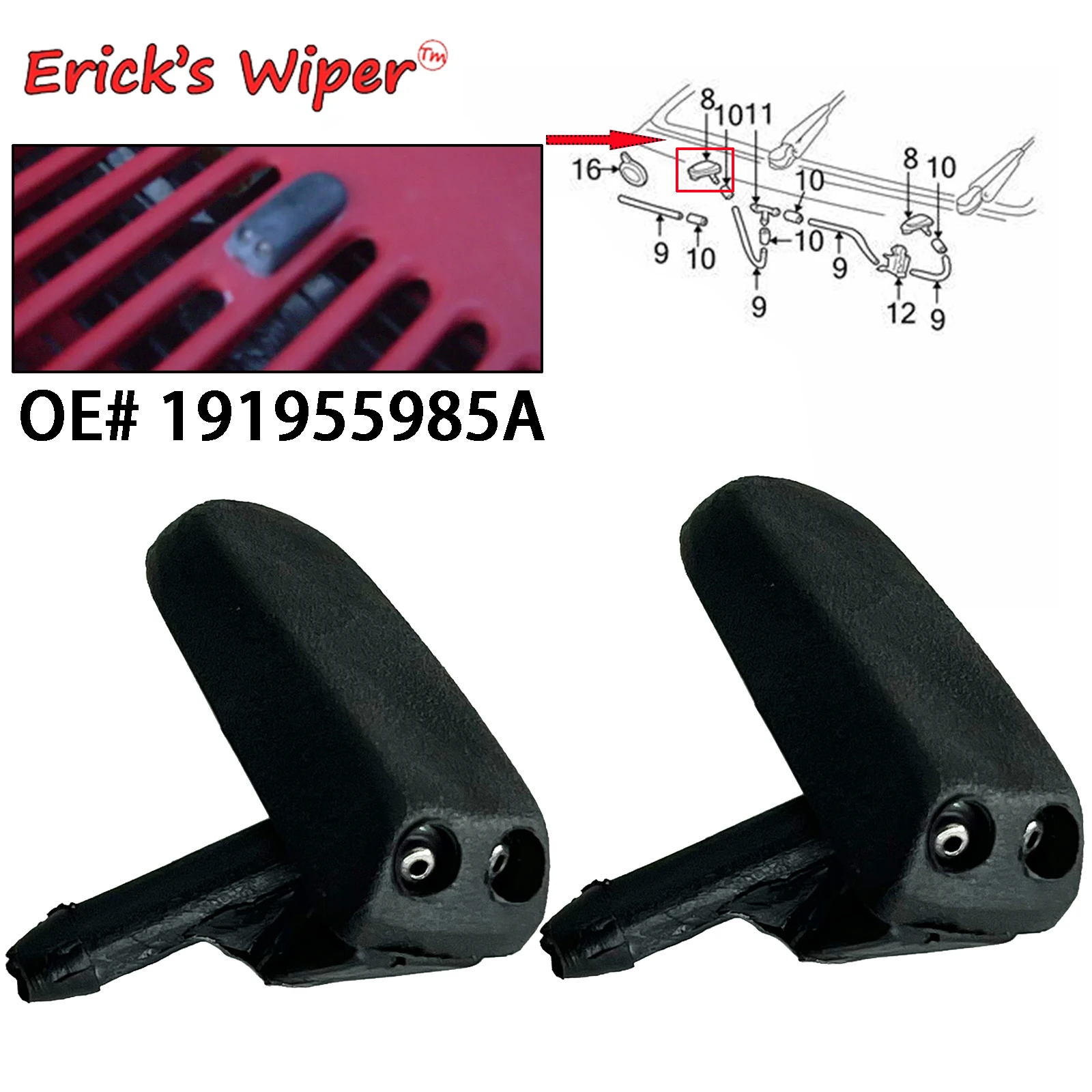 

Erick's Wiper 2 шт./компл. передний стеклоочиститель омывателя форсунки распылителя капота жидкости форсунки для VW Caddy Corrado Derby Golf MK1 MK2