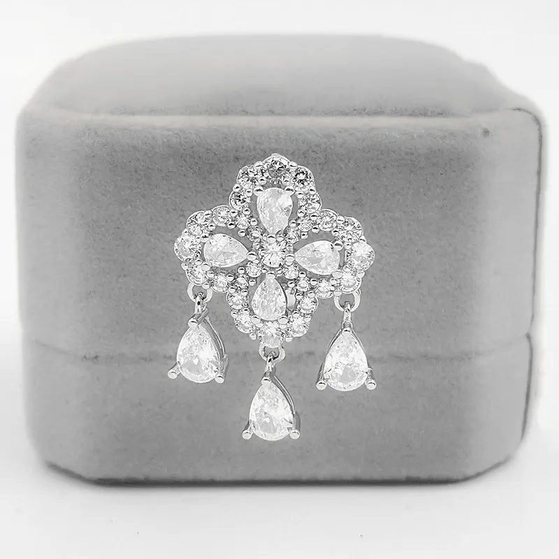 

S925 Silver Dangling Teardrop CZ Belly Ring - European Baddie Style - Cross-border Factory Wholesale