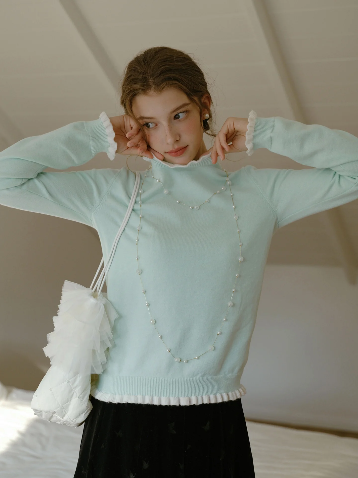 フリーカラーブロロングスベカメレニットウェアソフトで心地よいベースレイヤー韓国風通勤暖かさ保温機能冬...