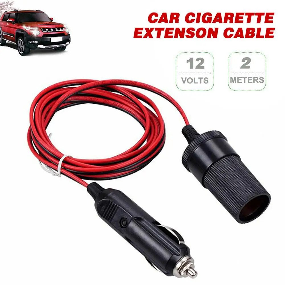 2/5M Car Cigar Lighter Plug Extension Cable Adapter Socket Charger Lead With Indicator Light For Motorcycle Truck Cigarette