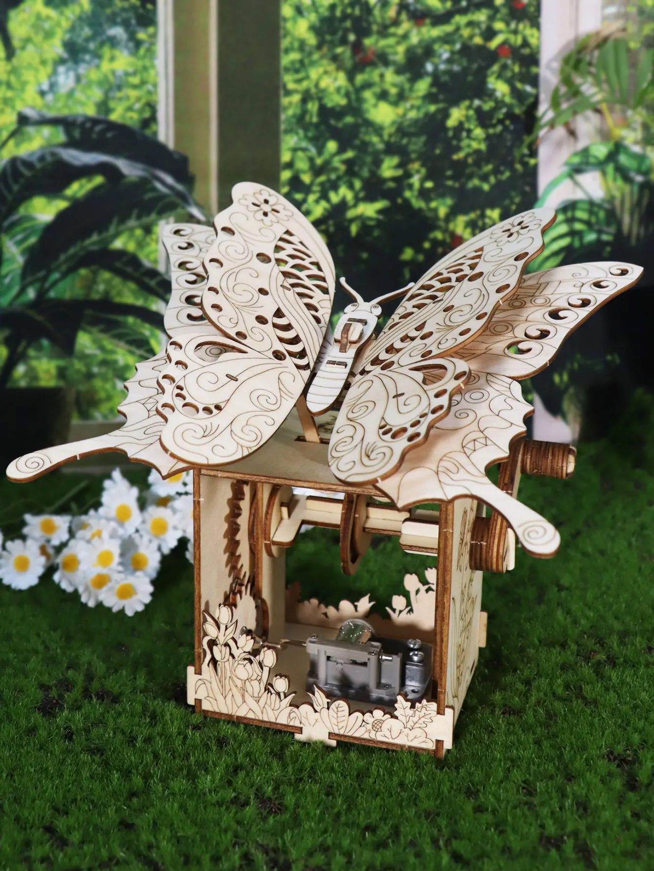 3d Drewniana Puzzle Ręka Motyl Pozytywka Jesteś Moim Słońcem Ręcznie robiony Zestaw Modelarski Wakacje Urodziny Prezenty Świąteczne