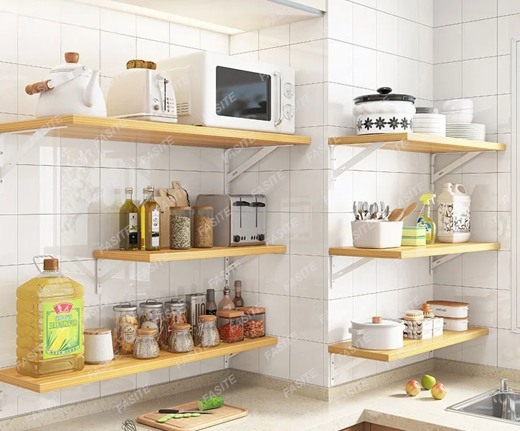 

Wall kitchen storage rack, seasoning storage, non perforated wall hanging partition, layered shelf