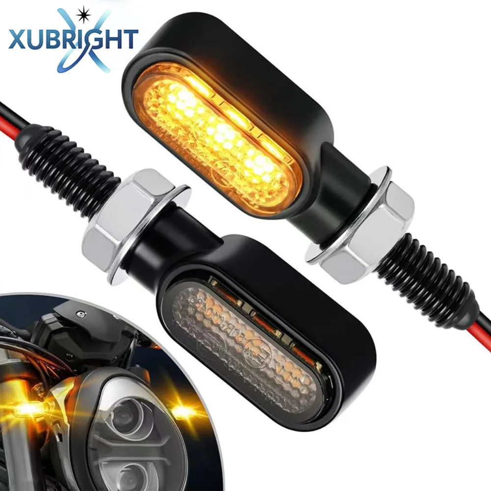Luz LED de 8mm para intermitentes de motocicleta, indicadores ámbar, lámpara intermitente 3LED 6LED, luces de Moto para Kawasaki Yamaha Cafe Racer Chopper