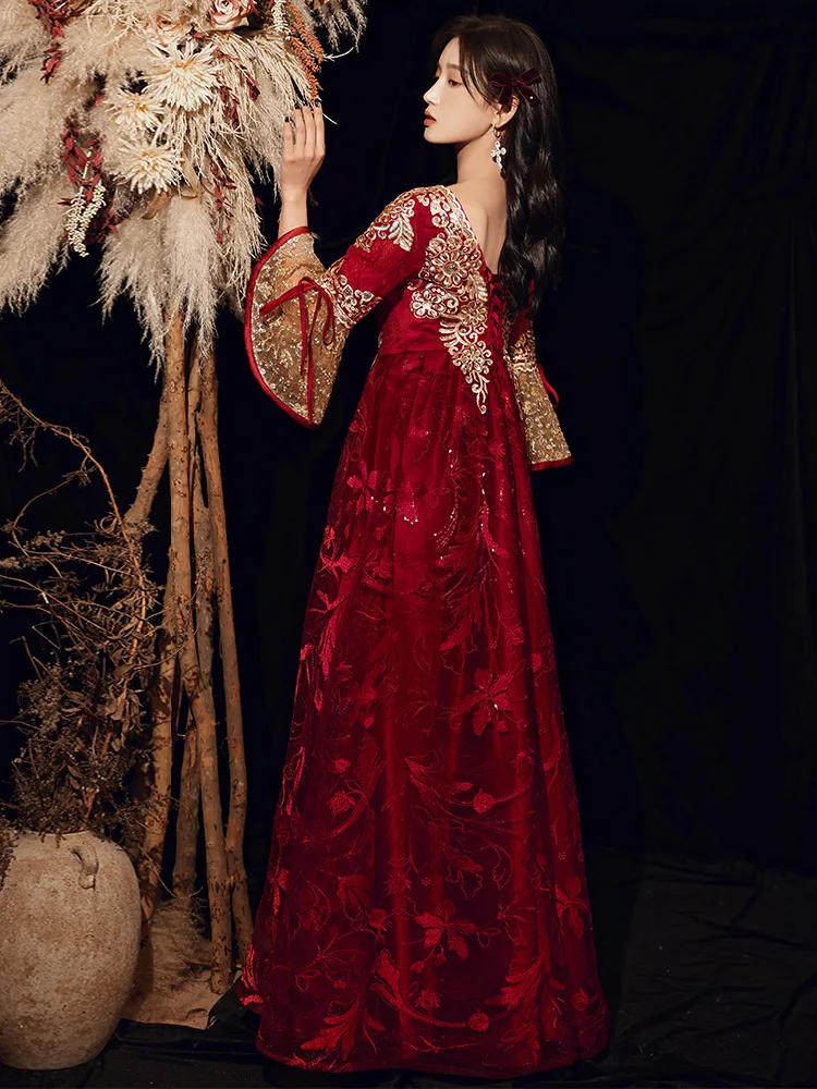 

Chinese Sle Wedding Dr for Pregnant Women New 2025 Spring plus Size Materni Bridal Gown Fem Belly Covering Long Eve...