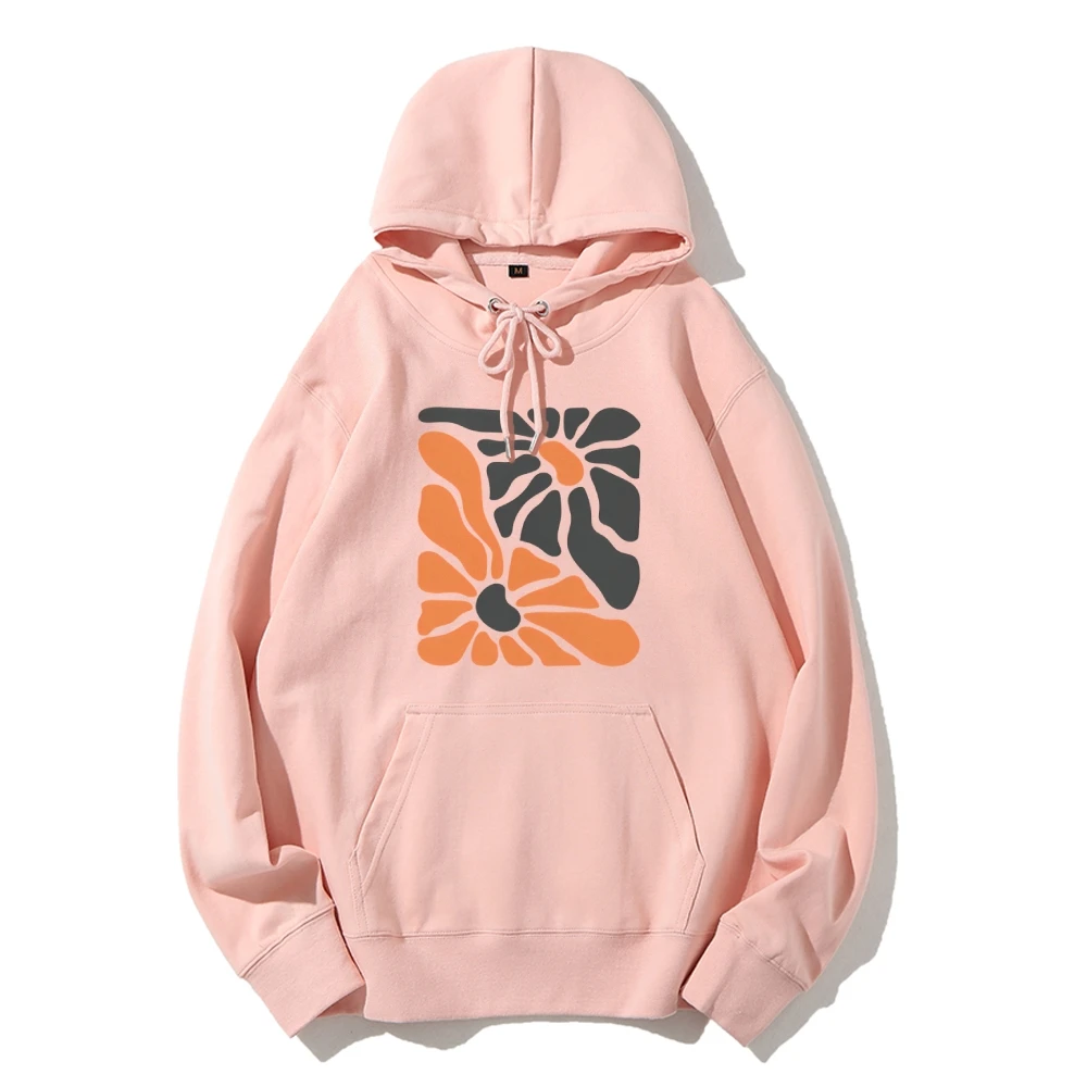 Flowers Floral Boho Minimalist Retro Matisse Abstract Nature Aesthetic Casual Hoodie Women’s Autumn Winter Comfort Sweatshirt