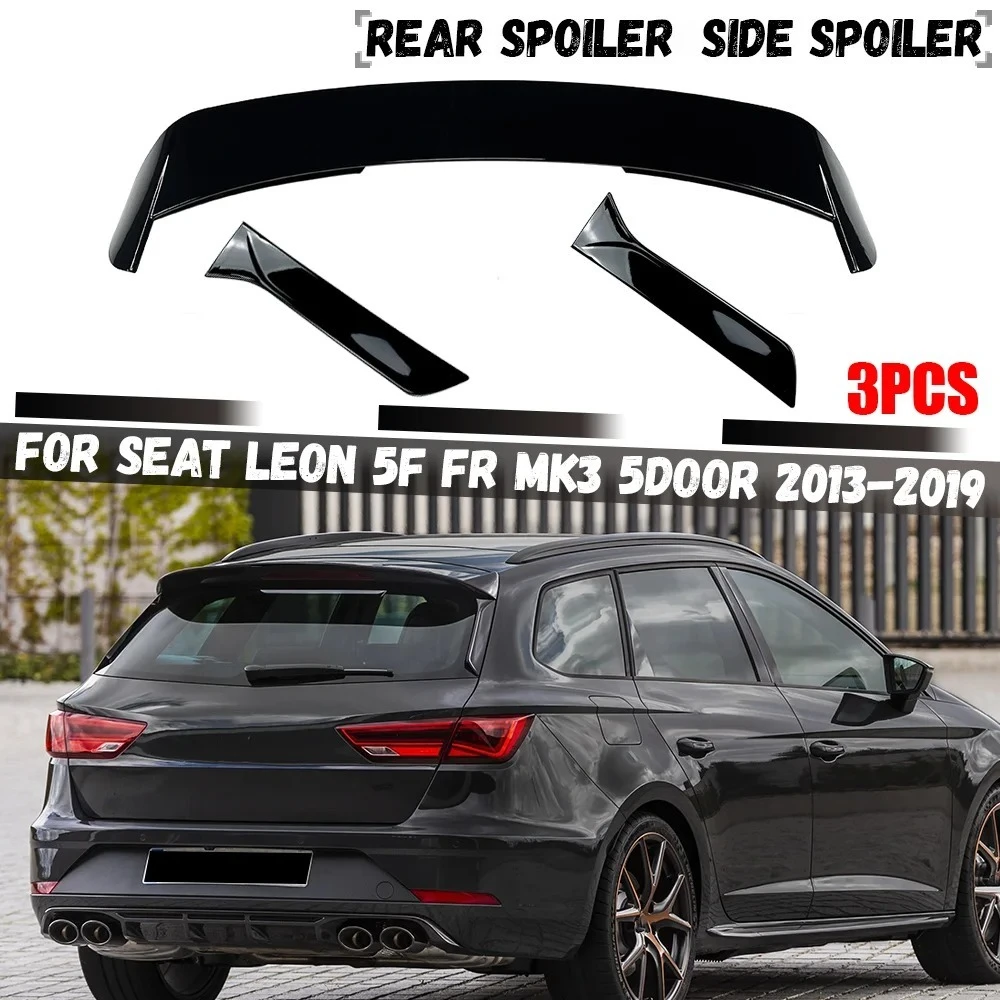 

Для Seat Leon 5F FR MK3 5-дверный стандартный 2013-2019: задний спойлер, фиксированное антикрыло, боковой спойлер на заднее стекло, комплект обвеса