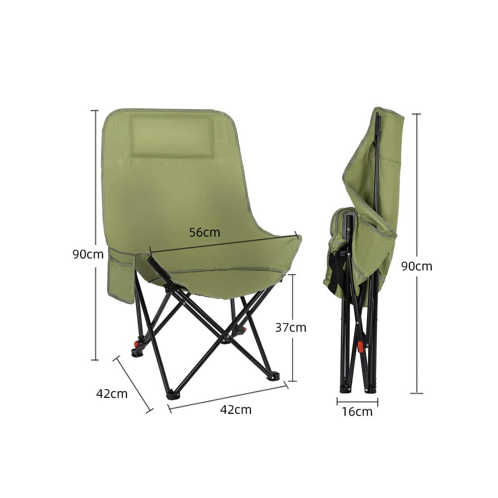 High Back Portable Camping Chair Adjustable Retractable Custom Logo Outdoor Foldable Camping Chair