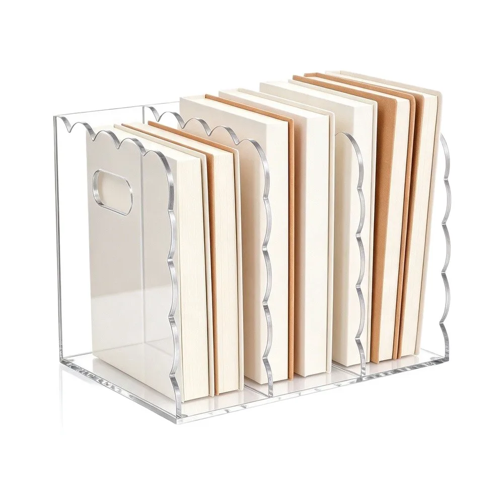 File Holder with Scalloped Perimeter and Balanced Proportions for Effective Paper Management in Shared or Private Spaces
